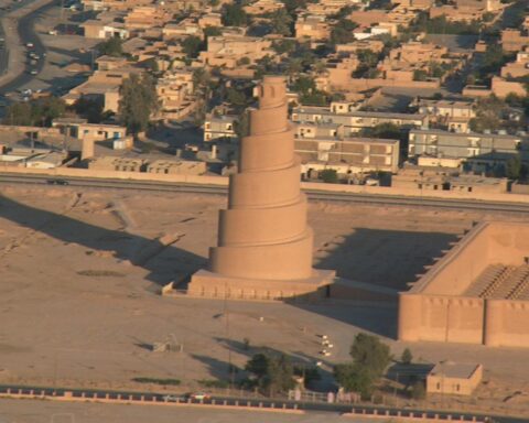 The spiral minaret of the Great Mosque of Samarra, Iraq