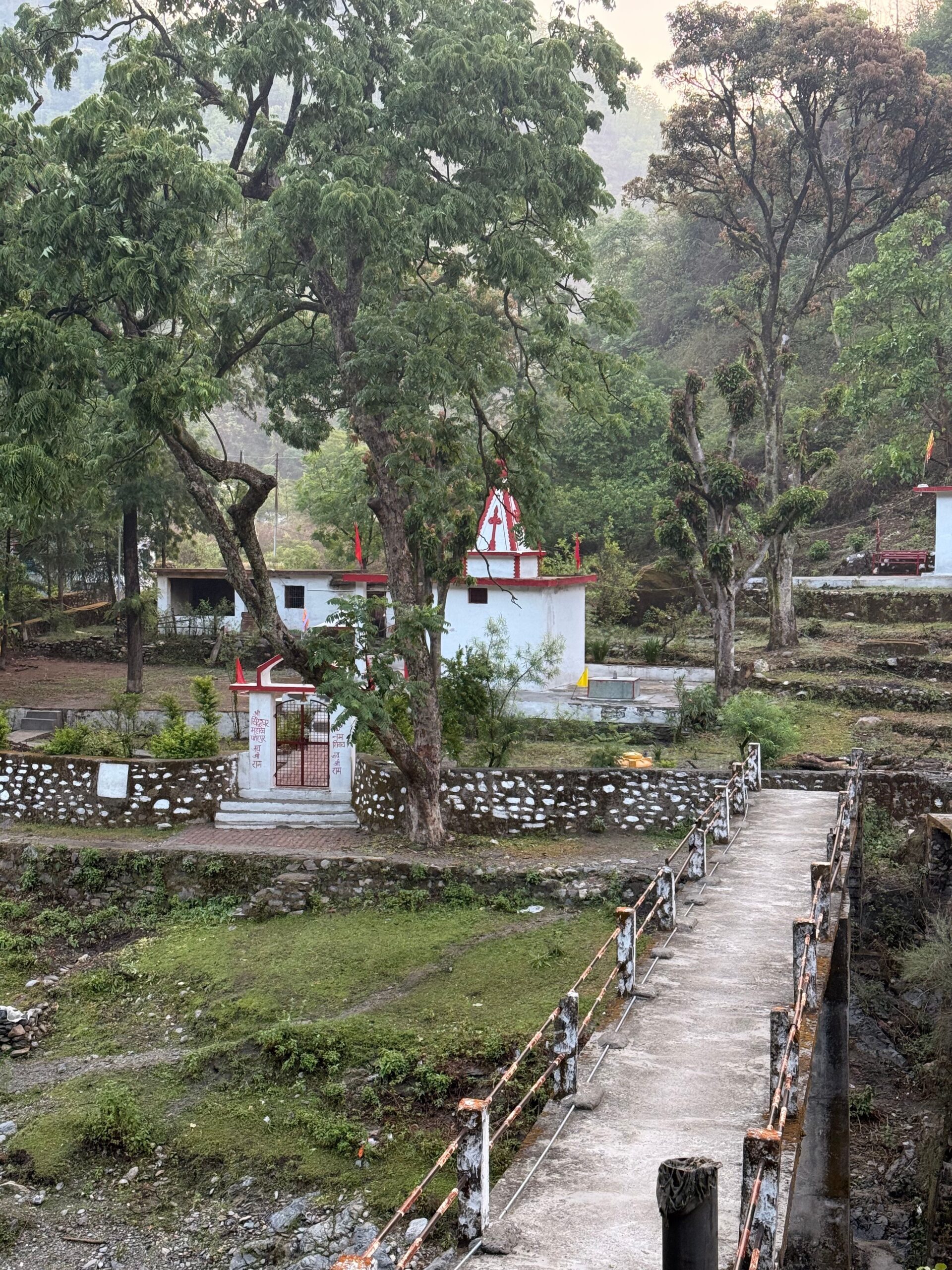 Ashram nestled in lush greenery, Uttarakhand, India