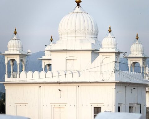 White gurdwara dome in Anandpur Sahib, Punjab, India (illustrative image)