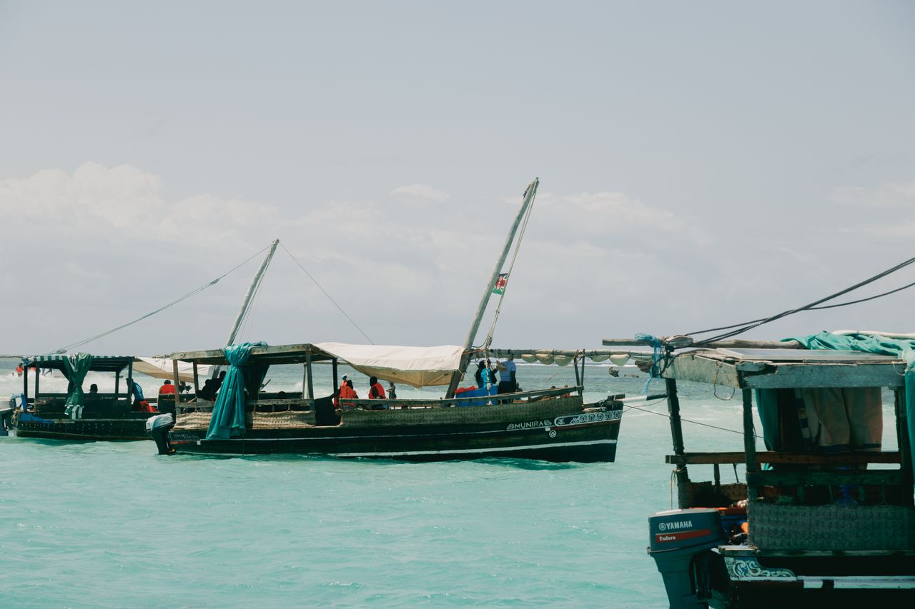 Traditional fishing boats in Mombasa harbor on Kenya's coast, illustrative photo