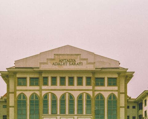 Facade of a courthouse in Antalya, Turkey, illustrative