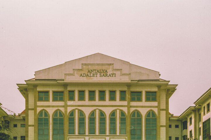 Facade of a courthouse in Antalya, Turkey, illustrative